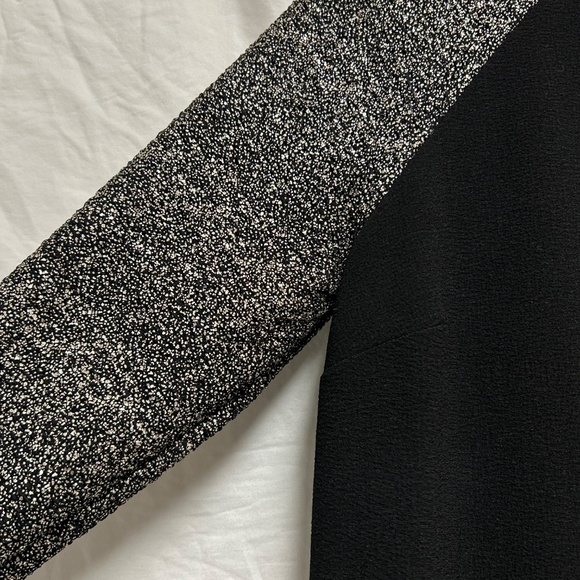 Black Dress With Textured Gold Sleeve Detail - Picture 4 of 6